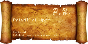 Privári Upor névjegykártya